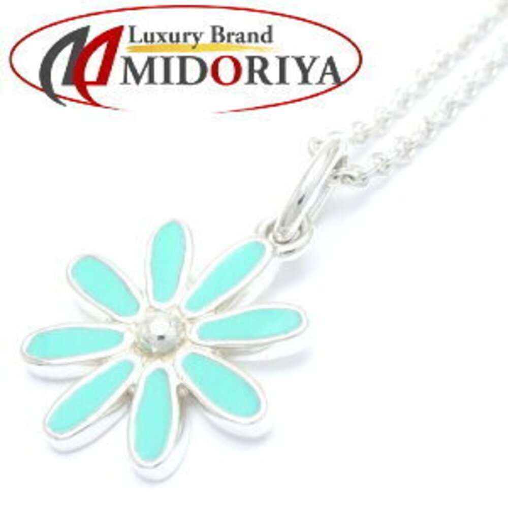 Tiffany Co Daisy Necklace Flower Motif Blue Sterling Silver Enamel